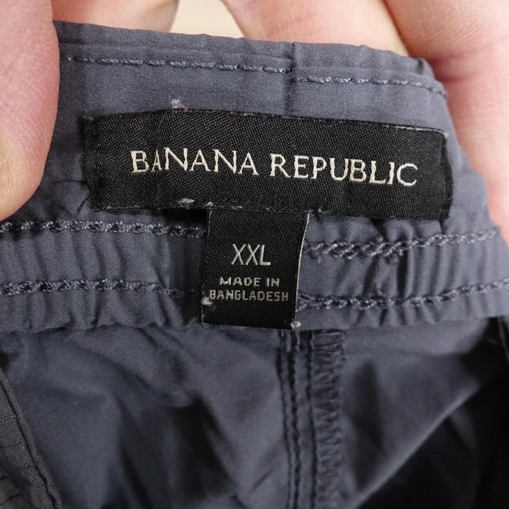 Banana Republic‎ Pants Mens 2XL Gray Jogger Elastic Waist Zip Pocket Lightweight